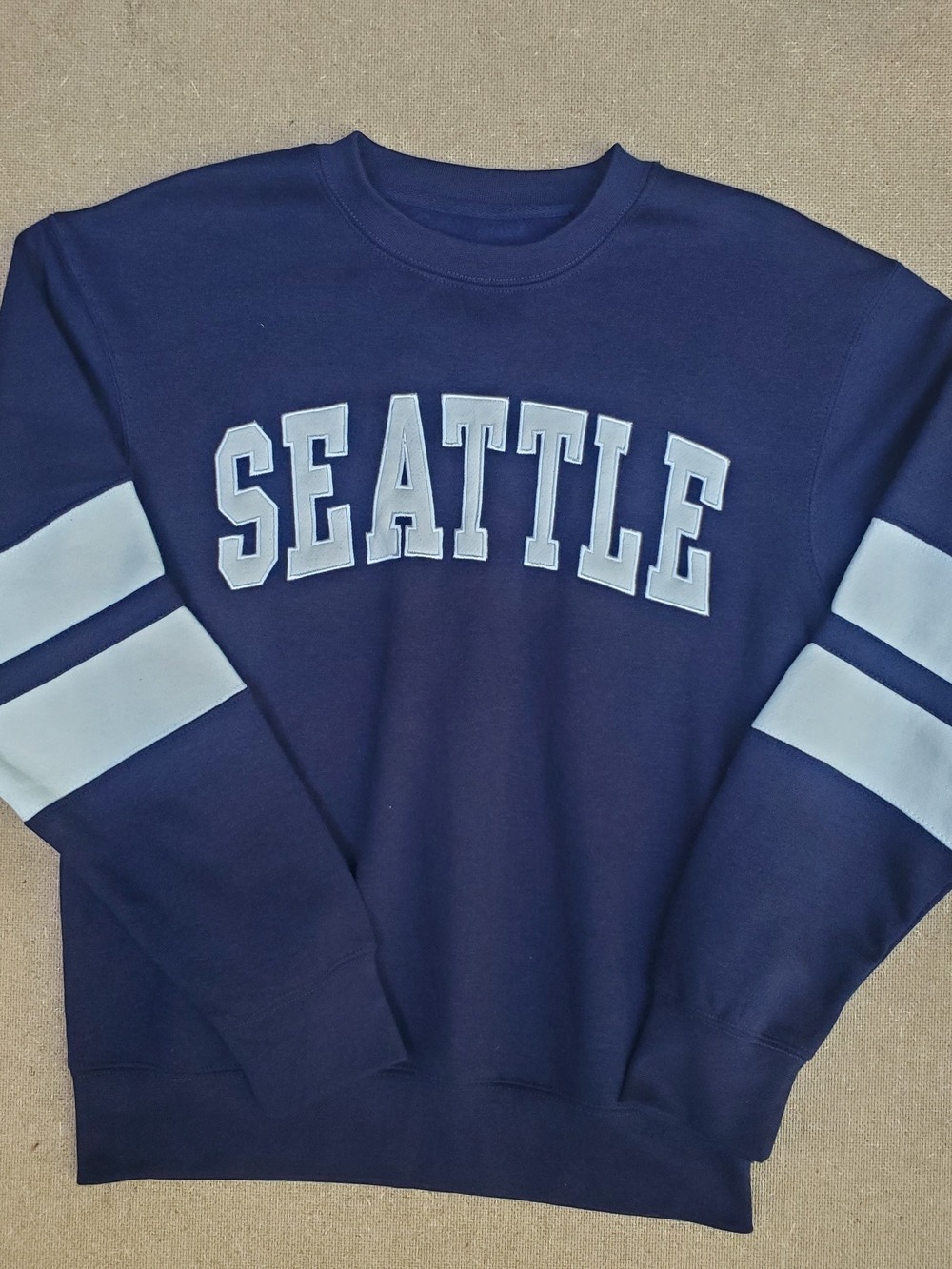 Seattle Crewneck Sweatshirt - Navy with Light Blue Accents